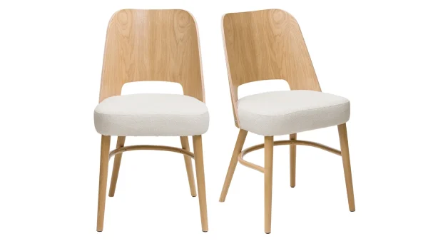 Chaises Scandinaves Bois Chêne Et Tissu Effet Laine Bouclée écru (lot De 2) EDITO acheter en ligne 1