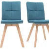 magasin en ligne france Chaises Scandinaves En Tissu Bleu Et Bois Clair Massif (lot De 2) THEA 28