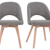 Chaises Scandinaves En Tissu Effet Velours Texturé Gris Et Bois Clair Massif (lot De 2) COSETTE pas cher en ligne 28