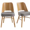 Paiement sécurisé Chaises Vintage Bois Clair Chêne Et Tissu Gris (lot De 2) EDITO 25