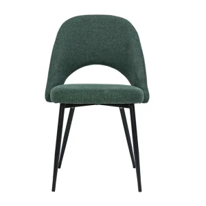 marque pas cher Chaises Vintage En Tissu Effet Velours Texturé Vert Et Métal Noir (lot De 2) COSETTE 13