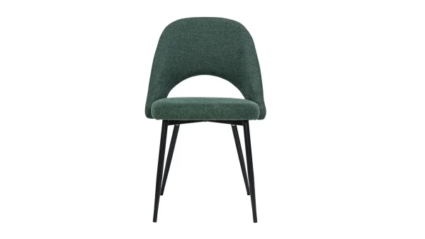 marque pas cher Chaises Vintage En Tissu Effet Velours Texturé Vert Et Métal Noir (lot De 2) COSETTE 3