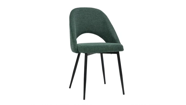 marque pas cher Chaises Vintage En Tissu Effet Velours Texturé Vert Et Métal Noir (lot De 2) COSETTE 4