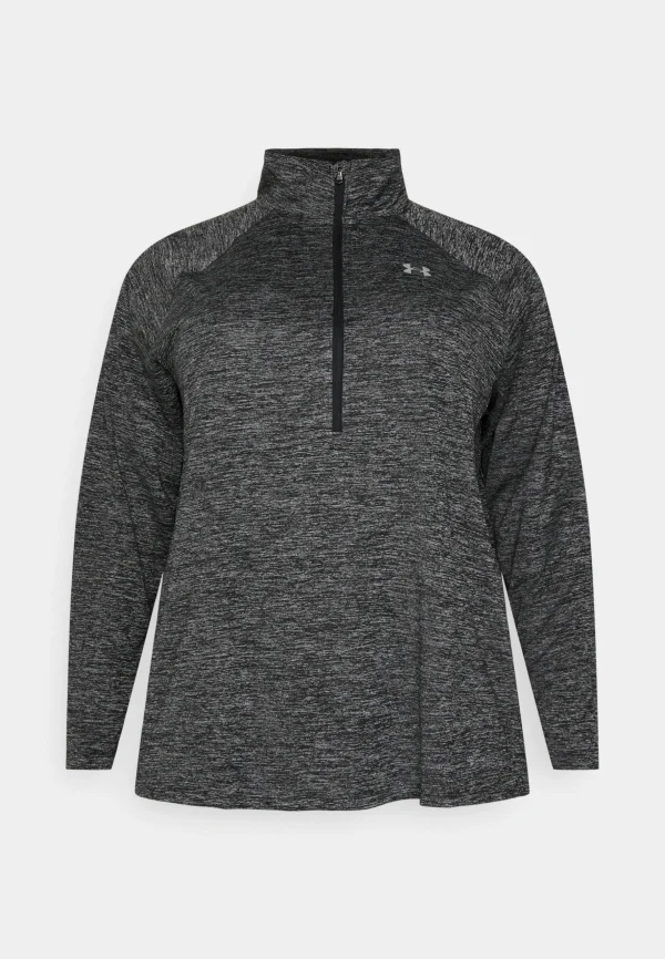 magasin en ligne france Under Armour Tech 1/2 Zip Twist – T-Shirt À Manches Longues – Black/Metallic Silver 1