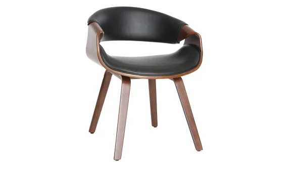 Achat Fauteuil Scandinave Noir Et Bois Foncé Noyer ARAMIS 3