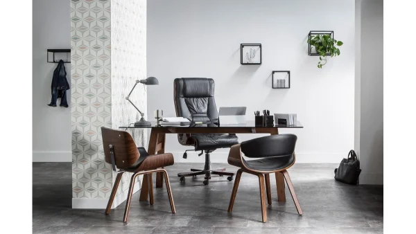 Achat Fauteuil Scandinave Noir Et Bois Foncé Noyer ARAMIS 7