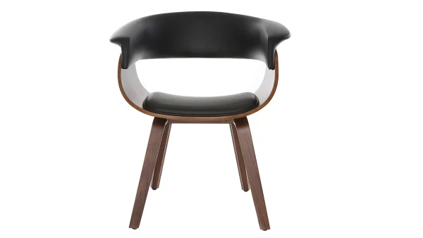 pas cher Fauteuil Scandinave Noir Et Bois Foncé OKTAV 1