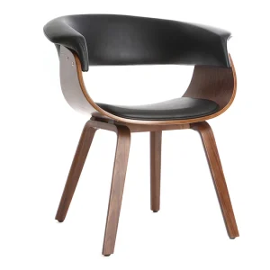 pas cher Fauteuil Scandinave Noir Et Bois Foncé OKTAV 12