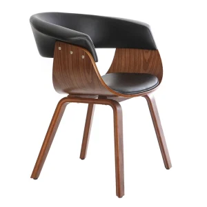 pas cher Fauteuil Scandinave Noir Et Bois Foncé OKTAV 14