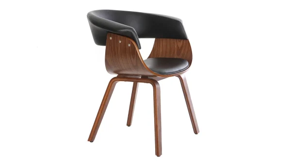 pas cher Fauteuil Scandinave Noir Et Bois Foncé OKTAV 4