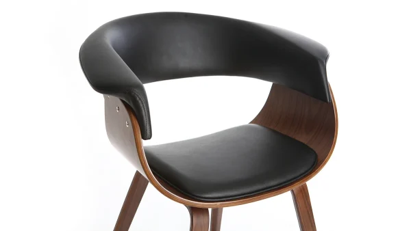 pas cher Fauteuil Scandinave Noir Et Bois Foncé OKTAV 6